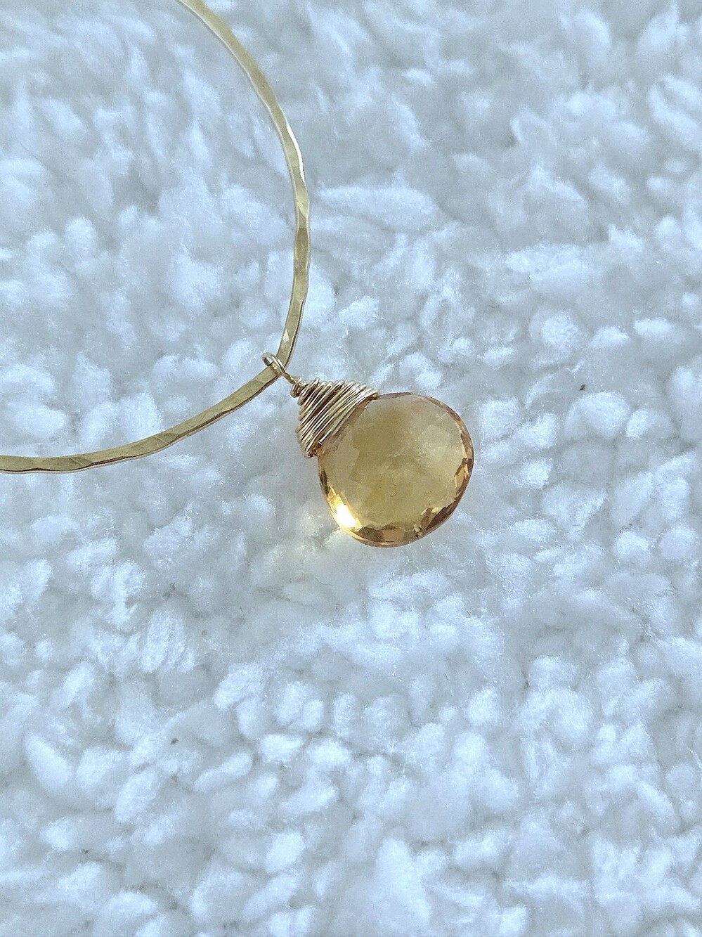 Hammered🔨 Gold💛 Open Ellipse Earrings With Dangling Citrine🧡 - NWOT - Picture 9 of 15
